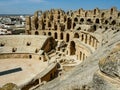 Panorama of ancient Roman amphitheatre in Tunisia