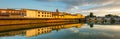 Beautiful panorama of architecture roman empire bridge of Tiberius, Ponte di Tiberio or Bridge of Augustus, Rimini, Italy