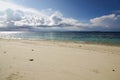 Beautiful panorama from a beach of birie island, cloudy sky