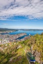 View of Bergen city with lift in Norway