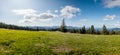 Beautiful panorama of the Beskid Mountains. View from Krawcow Wierch. Mountain meadow. Beskid Zywiecki, Poland Royalty Free Stock Photo