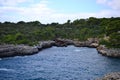 Turquoise water at Cala Dor beach and Cala d`Or city, Palma Mallorca Island, Spain Royalty Free Stock Photo