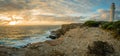 Beautiful panorama of Cape Nelson Lighthouse at sunset