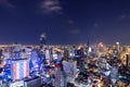 Beautiful panorama cityscape Bangkok skyline in night time,Many hotel, temple and height building for business Royalty Free Stock Photo