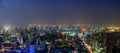 Beautiful panorama cityscape Bangkok skyline in night time,Many hotel, temple and height building for business stand in the heart