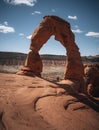 beautiful panorama of the delicate arch in the arches national park in moab, united states of america on a sunny day Royalty Free Stock Photo