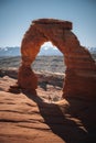 beautiful panorama of the delicate arch in the arches national park in moab, united states of america on a sunny day Royalty Free Stock Photo