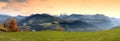 Beautiful Panorama on the Dolomites Mountains from Villandro. Alto-Adige, Bolzano, Italy. Royalty Free Stock Photo
