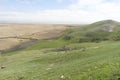 Beautiful panorama from Enisala Medieval Fortress also referred as Heracleea Fortress with Razim lake in the background, Tulcea