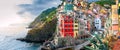 Beautiful panorama of the evening Riomaggiore Royalty Free Stock Photo