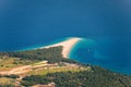 Beautiful panorama of famous Adriatic beach Zlatni Rat (Golden Cape or Golden Horn) with turquoise water , Island of Brac Croatia Royalty Free Stock Photo