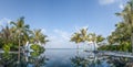 Beautiful panorama of infinity pool at the tropical island Royalty Free Stock Photo