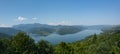 Beautiful panorama of Lake Bicaz Lake Izvorul Muntelui in Carpathian mountains, Romania Royalty Free Stock Photo