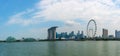 Panorama landscape tourist attractions in Singapore city Marina Bay Sand Casino Hotel Downtown Singapore