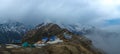 Beautiful panorama landscape view with guest house located in the Himalaya mountains