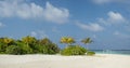 Beautiful panorama landscape view of tropical beach at island luxury resort Royalty Free Stock Photo