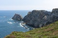 Beautiful Panorama Of Large Cliffs With Green Grass And Atlantic Ocean With Tourquoise Water
