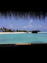 beautiful panorama of maldives beach from the back porch of the resort area Royalty Free Stock Photo