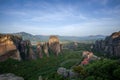 Beautiful panorama of Meteora at the sunrise