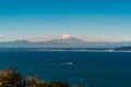 Beautiful panorama of Mount fuji, Miura Peninsula, Sagami Bay and Tokyo Bay from Jigoku Nozoki. Japan Royalty Free Stock Photo