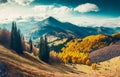 Beautiful panorama of mountains autumn valley panora, nature, landscapes Royalty Free Stock Photo