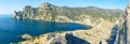 A beautiful panorama of the mountains and the sea. Cape Chiken and the Karaul-Oba Mountain in the Crimea. Black sea