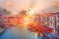 Beautiful panorama over Venice Canal at sunset Royalty Free Stock Photo