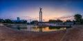 Beautiful Panorama Picture Golden blue sky afternoon after sunset at Tugu Lapangan Banteng Jakarta Indonesia