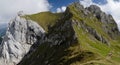 Panorama picture of RoÃÅ¸kopf peak, a part of 5 Gipfel ferrata in Rofan Alps, The Brandenberg Alps, Austria, Europe