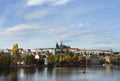 Beautiful panorama of Prague Castle and Charles bridge Royalty Free Stock Photo