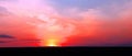 Beautiful panorama with red sky at sunset Royalty Free Stock Photo