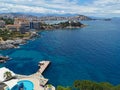 Beautiful panorama of the resort town and the Aegean Sea. Kusadasi, Turkey. Royalty Free Stock Photo