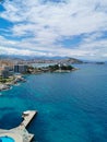 Beautiful panorama of the resort town and the Aegean Sea. Kusadasi, Turkey. Royalty Free Stock Photo