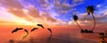 Beautiful panorama of the sea sunset Royalty Free Stock Photo