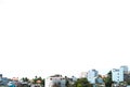 Beautiful panorama seaside town view real natural landscape photo background. Rooftops. Sea merges horizon skyline. Calm