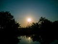 Beautiful view when sunset comes. Beautiful sunset sky and silhouette trees