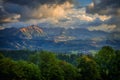 Beautiful panorama of the Tatra Mountains at sunset, Gliczarow Gorny. Poland