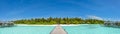 Beautiful panorama of the tropical island resort at Maldives Royalty Free Stock Photo