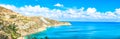 Beautiful Panorama with turquoise sea. View of Theseus Beach, Ammoudi, Crete, Greece. HD landscape