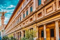 Beautiful panorama of Uffizi Gallery in the Palace Vecchio Palazzo Vecchio in Piazza della Signorial. Italy Royalty Free Stock Photo