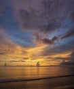 Beautiful of panorama vertical sunset over the clam sea with cloud sky background. Sunset over tropical beach. Nature summer Royalty Free Stock Photo