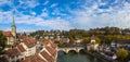 Beautiful panorama view of Bern old town and Aare river from NydeggbrÃÂ¼cke bridge Royalty Free Stock Photo