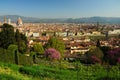 Beautiful Panorama view of Cathedral of Santa Maria del Fiore in Florence as seen from Bardini Garden during Spring Season. Royalty Free Stock Photo