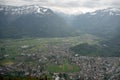 Beautiful panorama view of interlaken town and alpine mountains from harder kulm for background