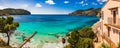 Beautiful panorama view of island scenery at seaside of Camp de Mar on Majorca Royalty Free Stock Photo