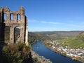 beautiful panorama view of the Moselle river seen from high up at the ruins of the grevenburg in traben trarbach Royalty Free Stock Photo