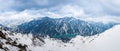 Beautiful panorama view of outside for landscape snow wall from Murodo station in Toyama, Japan