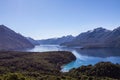 Beautiful panorama with view over the lake. Hiking adventure in Royalty Free Stock Photo