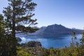 Beautiful panorama with view over the lake. Hiking adventure in Royalty Free Stock Photo