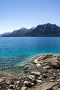 Beautiful panorama with view over the lake. Hiking adventure in Royalty Free Stock Photo